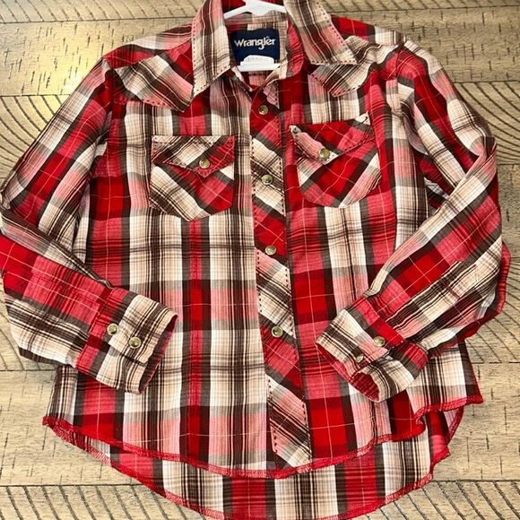 Wrangler 🐴 Western Plaid Trail Shirt with Snaps 🫰 for easy in and out. Pockets - Picture 1 of 16